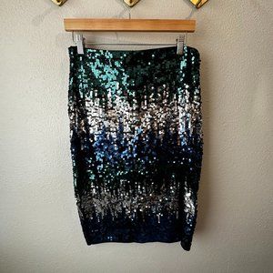 Express High Waisted Sequin Midi Pencil Skirt